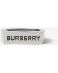 Burberry - Palladinierter Siegelring mit Logo-Gravur - Lyst