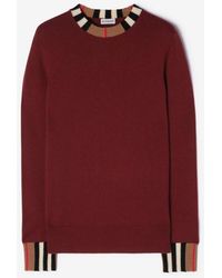Burberry - Icon Stripe Trim Wool Cashmere Sweater - Lyst