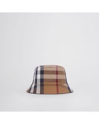 Burberry Check Cotton Canvas Bucket Hat - Brown