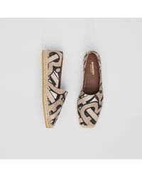 Burberry Monogram Print Cotton Canvas Espadrilles - Natural