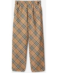Burberry - Check Twill Trousers - Lyst