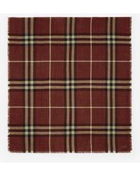 Burberry - Wide Reversible Check Wool Silk Scarf - Lyst