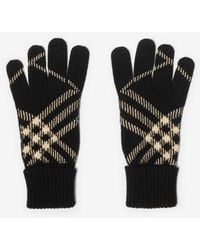 Burberry - Check Cashmere Blend Gloves - Lyst