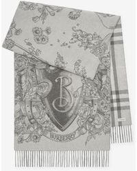 Burberry - Reversible Etched Knight Cashmere Scarf - Lyst