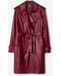 Burberry - Mid-Length Leather Kensington Trench Coat - Lyst
