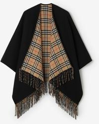 Burberry - Reversible Check Wool Cape - Lyst