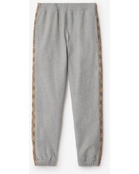 Burberry - Check Trim Cotton Jogging Pants - Lyst