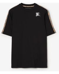 Burberry - Check Trim Jersey T-Shirt - Lyst