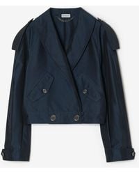 Burberry - Cropped Silk Withington Jacket - Lyst