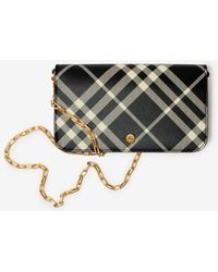 Burberry - Check Chain Strap Wallet - Lyst