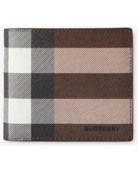 Burberry - Check And Leather Bifold Wallet - Lyst