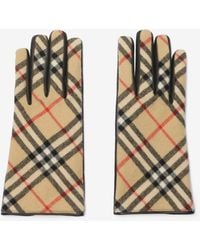 Burberry - Check Wool Cashmere Gloves - Lyst