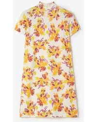 Burberry - Floral Cotton Blend Dress - Lyst