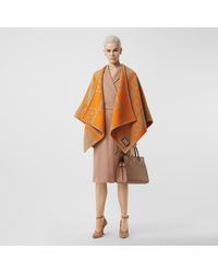 Burberry B Motif Merino Wool Cashmere Cape - Orange