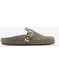 Burberry - Check Suede Urchin Clogs - Lyst