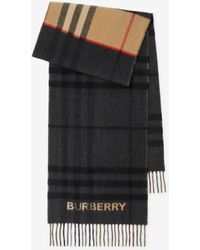 Burberry - Contrast Check Cashmere Scarf - Lyst