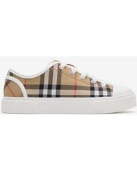 Burberry - Childrens Check Cotton Sneakers - Lyst