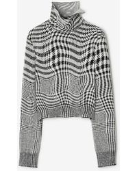 Burberry - Warped Houndstooth Wool Blend Sweater - Lyst