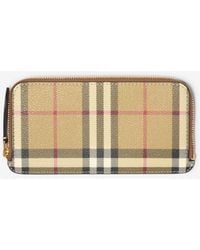 Burberry - Large Check Zip Card Case - Lyst