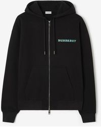 Burberry - Heritage Logo Cotton Zip Hoodie - Lyst