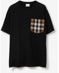 Burberry - Check Pocket Cotton T-shirt - Lyst