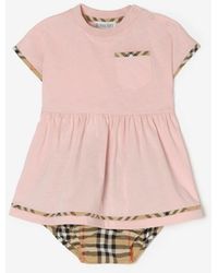 Burberry - Childrens Check Trim Cotton Dress With Bloomers - Lyst
