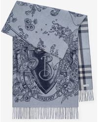 Burberry - Reversible Etched Knight Cashmere Scarf - Lyst