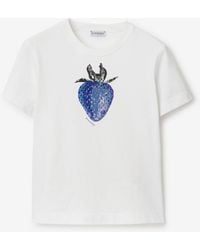 Burberry - Boxy Crystal Strawberry Cotton T-shirt - Lyst