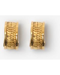 Burberry - Engraved Check Hoop Earrings - Lyst