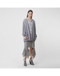 Burberry Chantilly Lace And Wool Jersey Skirt - Grey