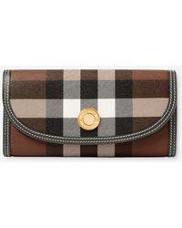 Burberry - Check And Leather Continental Wallet - Lyst
