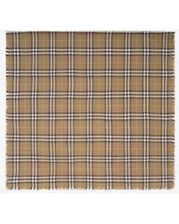 Burberry - Check Cashmere Silk Scarf - Lyst