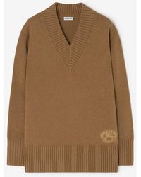 Burberry - Wool Cashmere V-Neck Sweater - Lyst