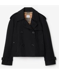 Burberry - Cropped Gabardine Trench Jacket - Lyst