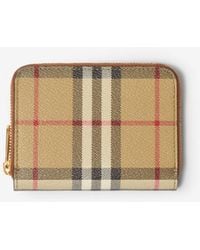 Burberry - Small Check Zip Wallet - Lyst