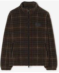 Burberry - Check Wool Cashmere Blend Fleece Jacket - Lyst