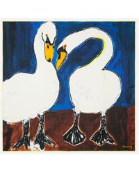 Burberry - Silk Swan Scarf - Lyst