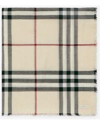 Burberry - Wide Check Wool Scarf - Lyst