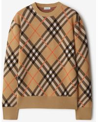 Burberry - Check Wool Blend Sweater - Lyst