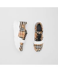 Burberry Vintage Check Cotton Trainers - Natural