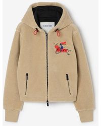 Burberry - Cropped Ekd Wool Cashmere Blend Fleece - Lyst
