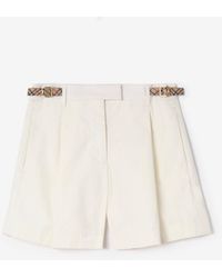 Burberry - Check Trim Cotton Poplin Shorts - Lyst