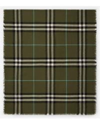 Burberry - Wide Check Wool Scarf - Lyst