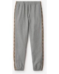 Burberry - Check Trim Cotton Jogging Pants - Lyst