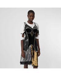 Burberry Crystal Detail Mesh And Velvet Corset Top - Black