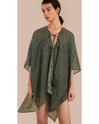 Burberry Geometric Tile Print Cotton Silk Swimwear Cover-up - Green
