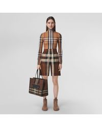 Burberry Check Stretch Jersey Turtleneck Top - Multicolor