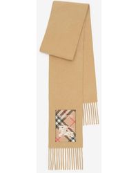 Burberry - Narrow Check Label Cashmere Scarf - Lyst