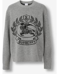 Burberry - Pull oversize en jacquard de laine avec emblème du Cavalier - Lyst