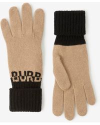 Burberry - Logo Intarsia Two-tone Cashmere Gloves - Lyst